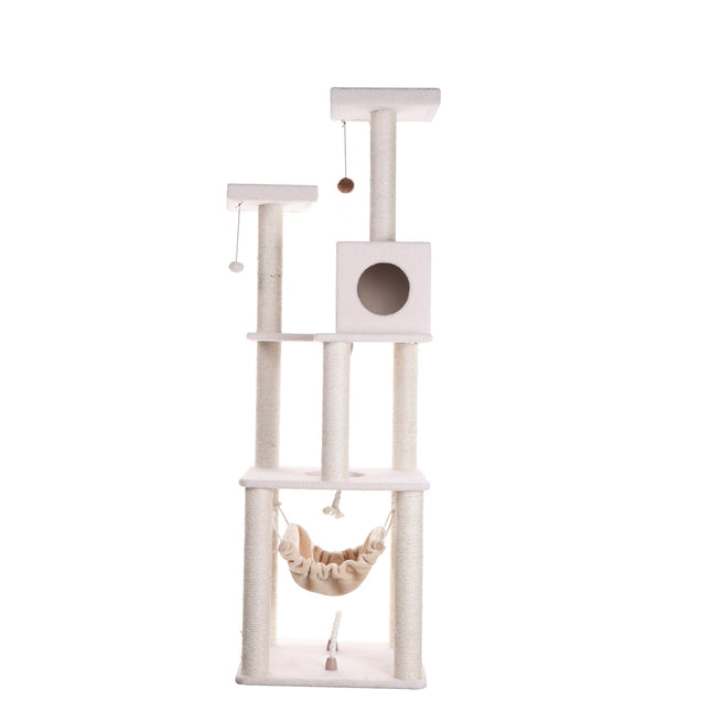 Armarkat B7301 Classic Cat Tree In Ivory Jackson Galaxy Approved Four Levels With Rope SwIng Hammock Condo and Perch