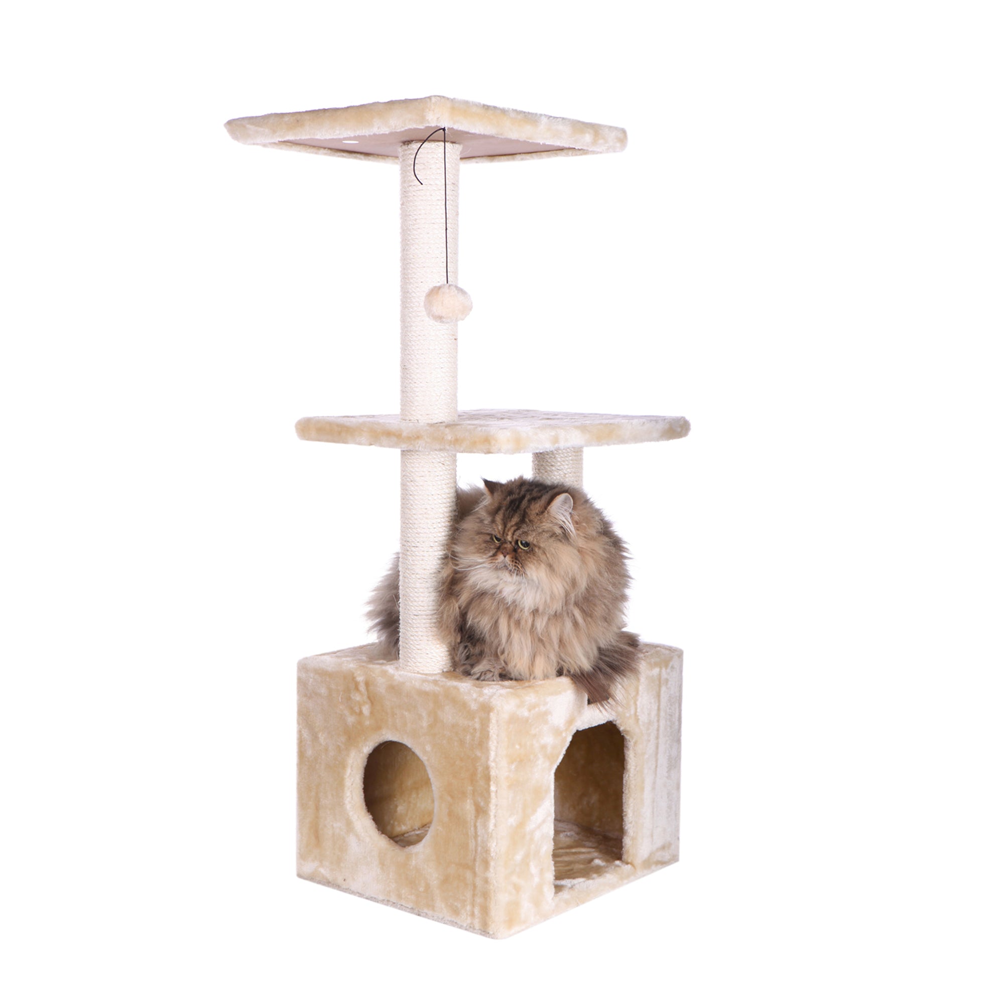 Armarkat 3-tier Cat Condo With Sisal Scratching Post 39 Height Beige A3902