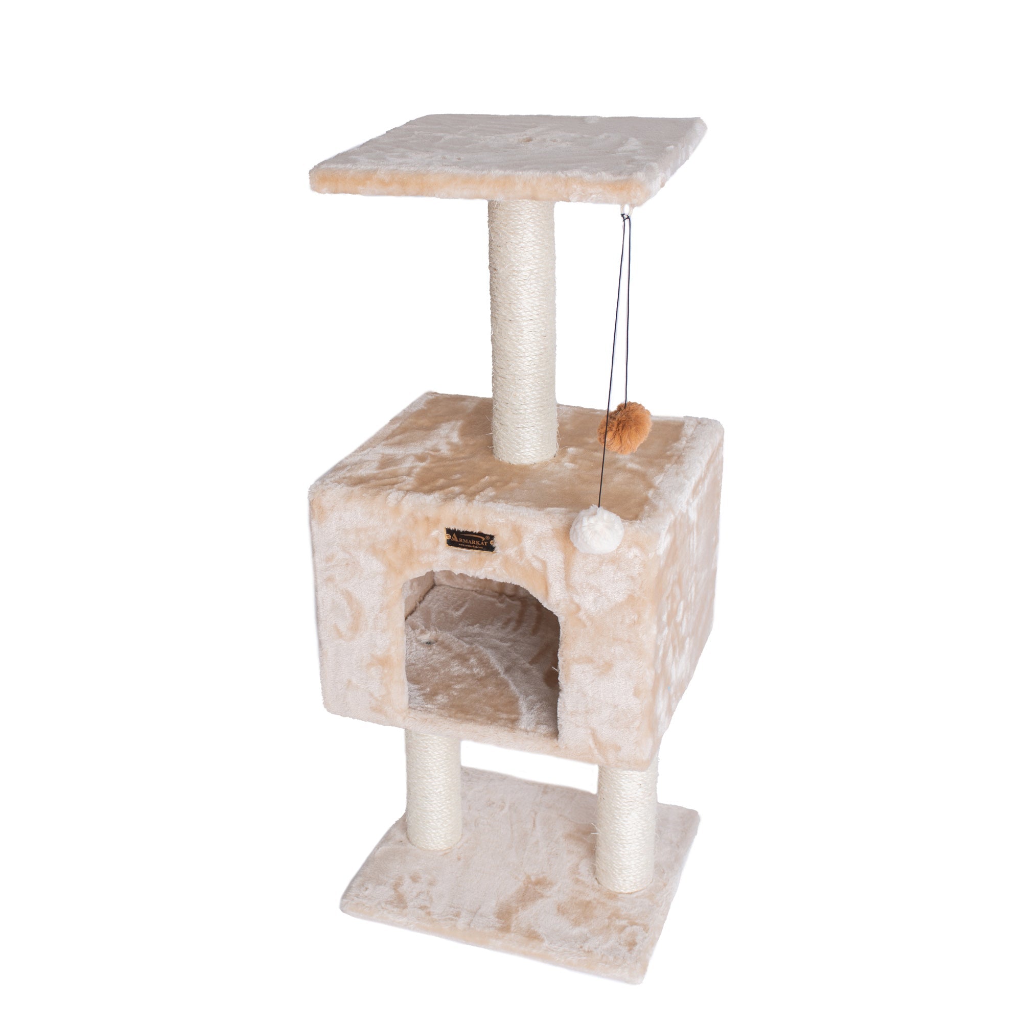 Armarkat Cat Tree With Condo And Scratch Post 42 Height Beige A4201