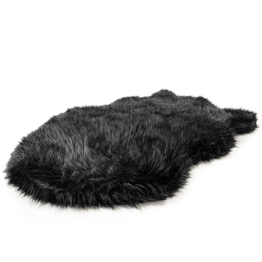 PupRug ™  Faux Fur Orthopedic Dog Bed - Curve Midnight Black