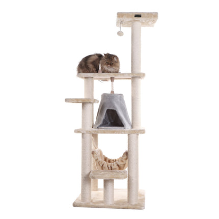 Armarkat 65" Cat Tree With Sisal Rope Hammock soft-side playhouse A6501