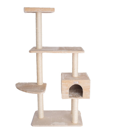 GleePet GP78560321 57-Inch Cat Tree In Beige With Playhouse And Perch