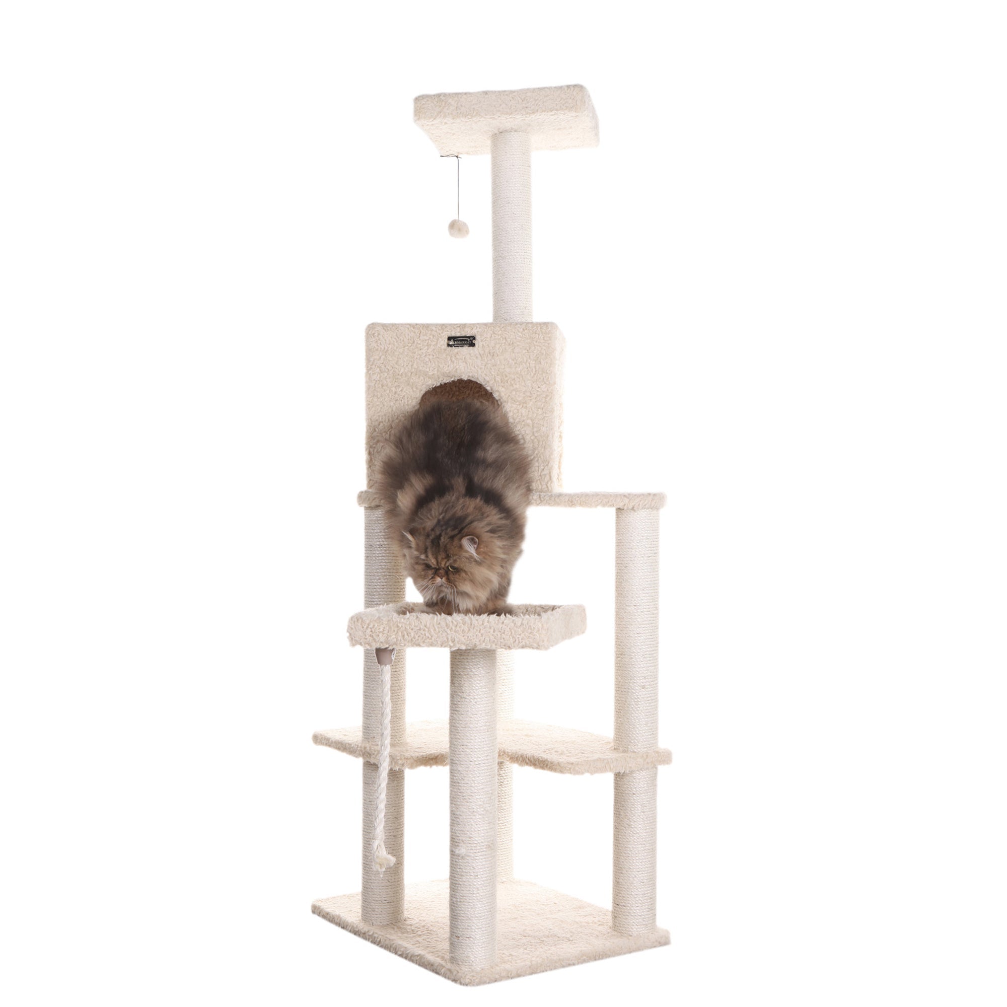 Armarkat Cat Tower, Ultra thick Faux Fur Covered Cat Condo House A6902, Beige