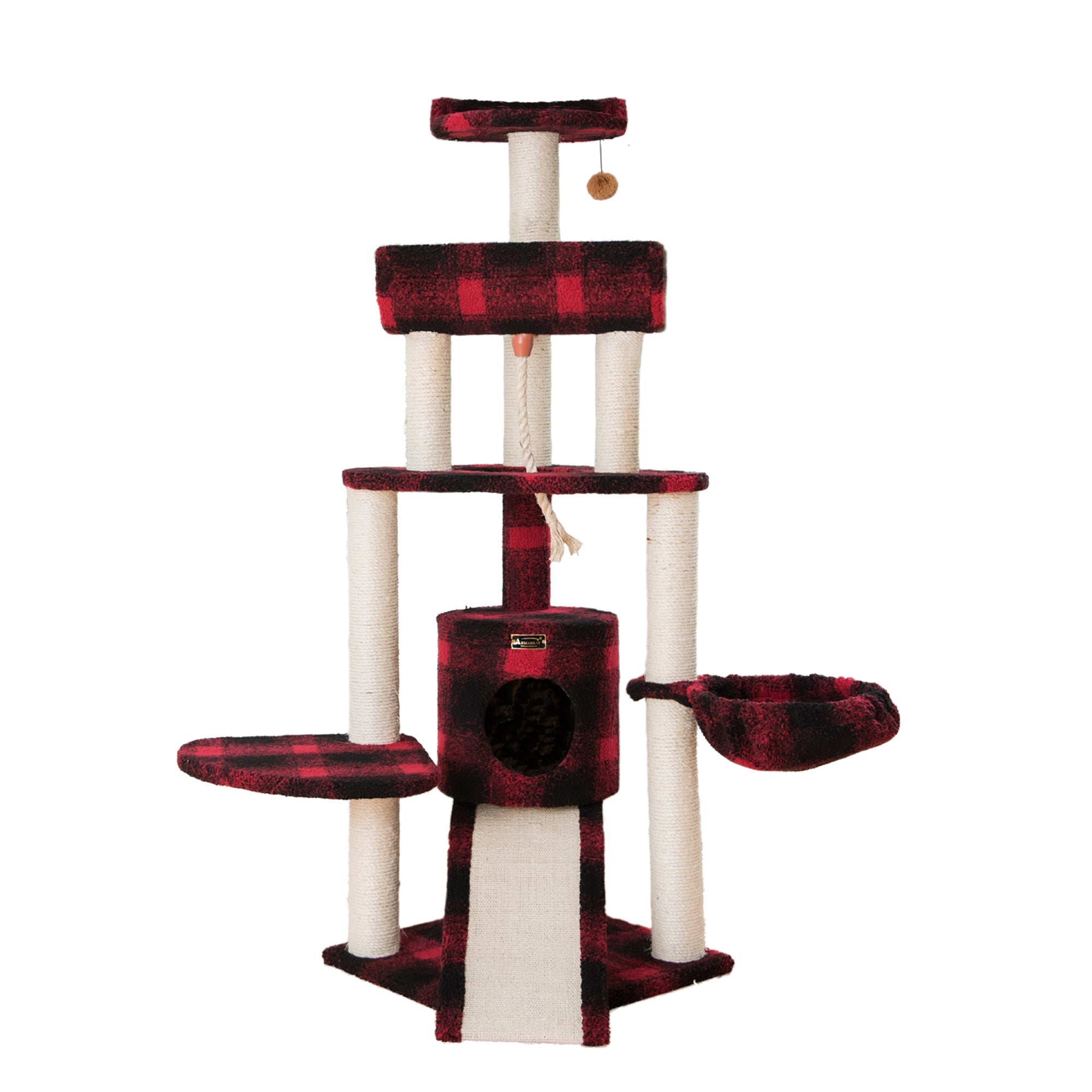 Armarkat B5806 Classic Cat Tree With Multiple Features, Jackson Galaxy Approved, Four Levels With Rope, Basket, Ramp, Perch, and Condo