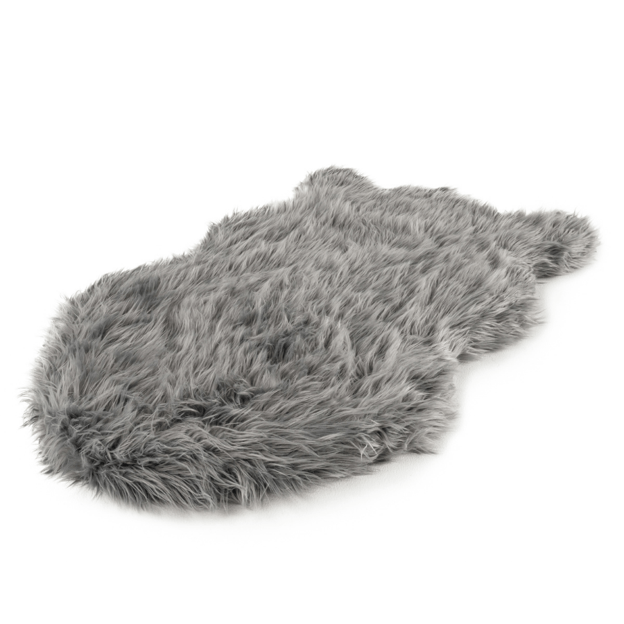 PupRug ™ Faux Fur Orthopedic Dog Bed - Curve Charcoal Grey