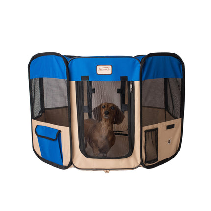 Armarkat PP001B-XL Portable Pet Playpen In Blue and Beige Combo