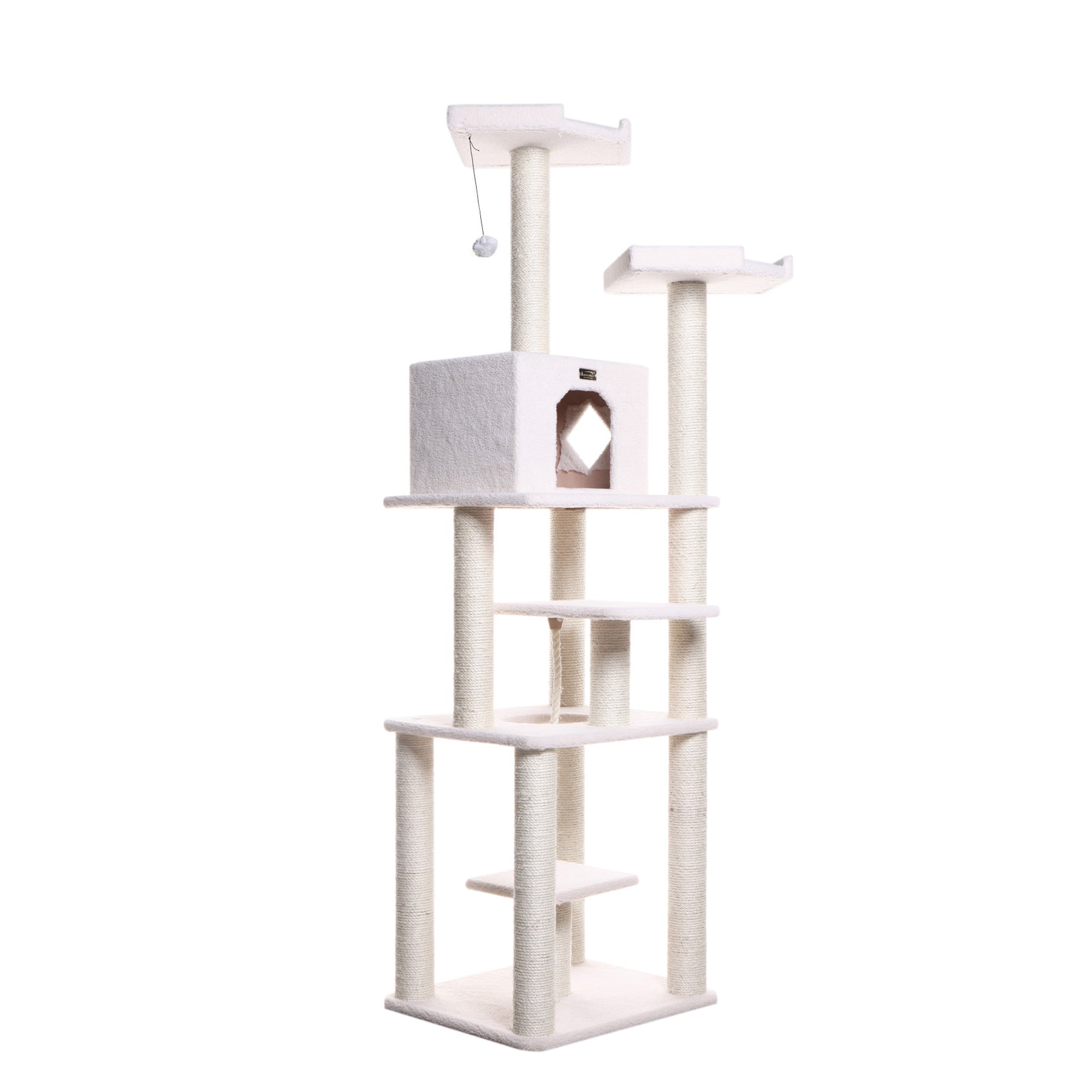 Armarkat B7801 Classic Cat Tree In Ivory, Jackson Galaxy Approved, Six Levels With Playhouse and Rope SwIng