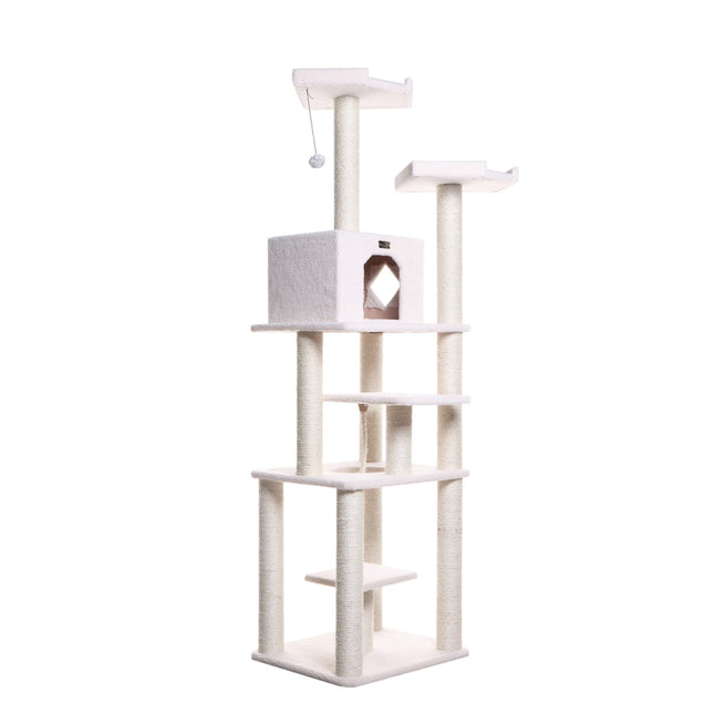 Armarkat B7801 Classic Cat Tree In Ivory Jackson Galaxy Approved Six Levels With Playhouse and Rope SwIng