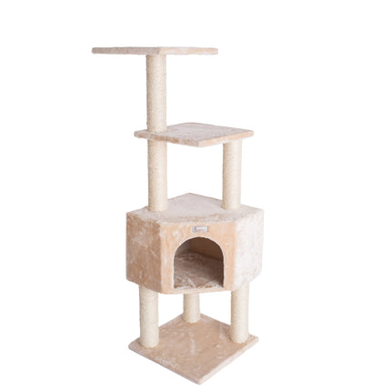 GleePet GP78480321 48-Inch Cat Tree In Beige With Perch And Playhouse