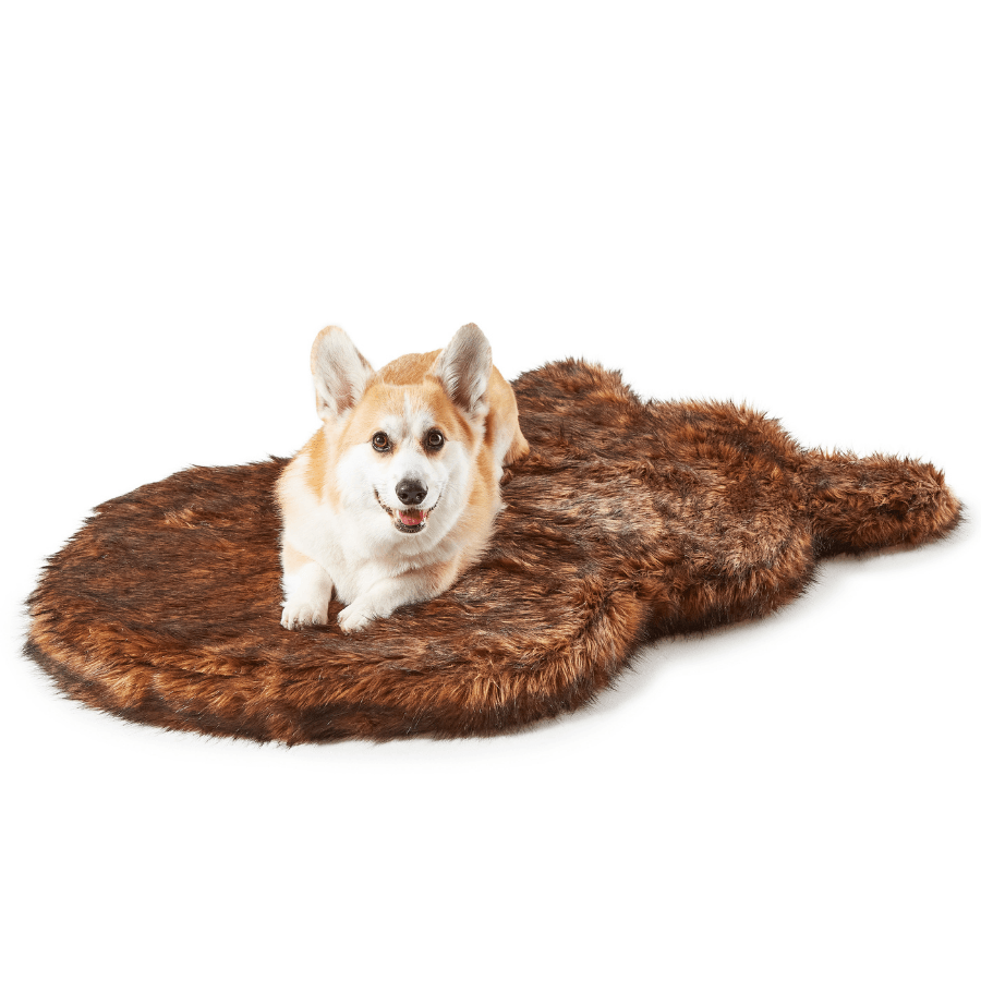 PupRug ™ Faux Fur Orthopedic Dog Bed - Curve Brown