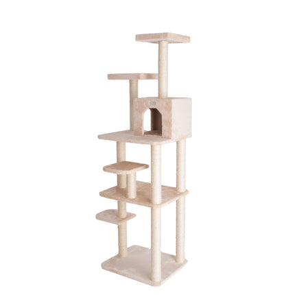 GleePet GP78740821 74-Inch Cat Tree With Seven Levels Beige