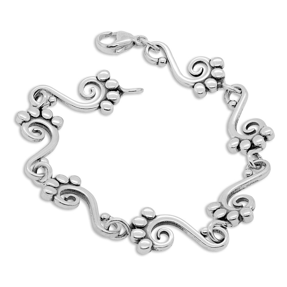 Sterling Silver Pawtner For Life Paw Print Bracelet