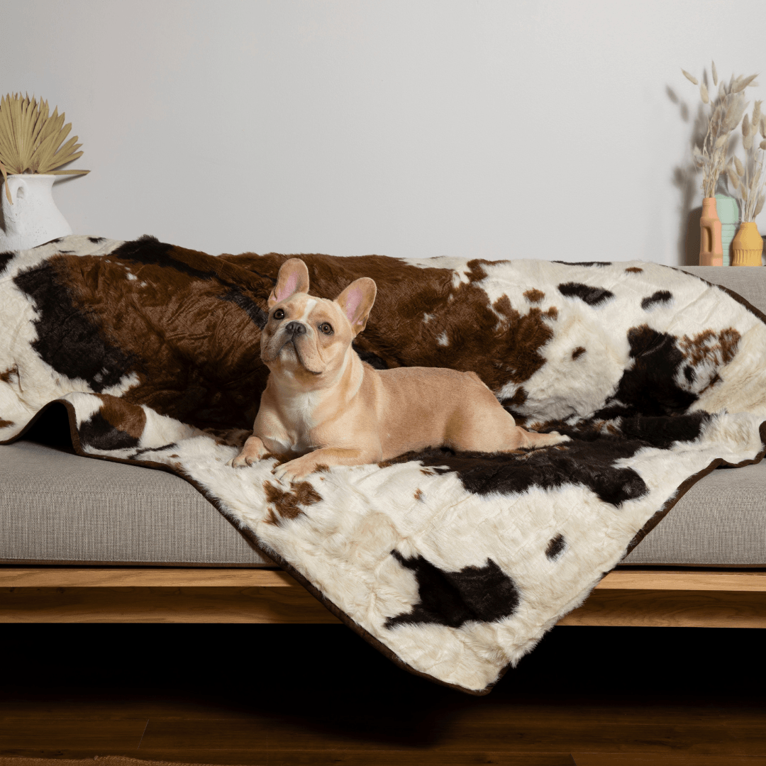 PupProtector Waterproof Throw Blanket - Brown Faux Cowhide