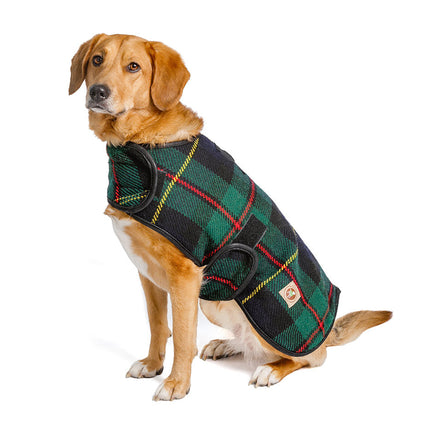 Navy Tartan Plaid Blanket Dog Coat