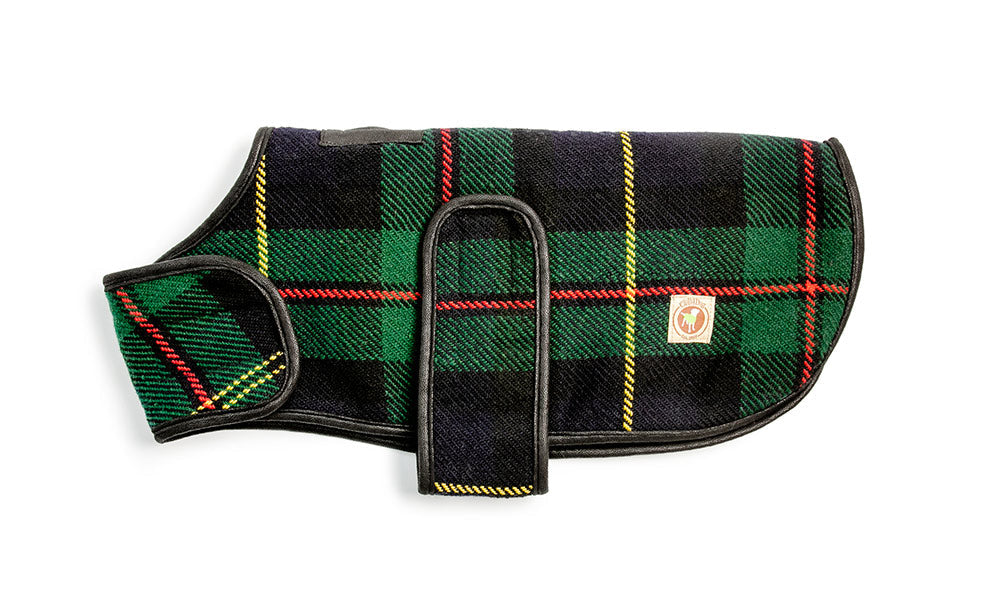 Navy Tartan Plaid Blanket Dog Coat