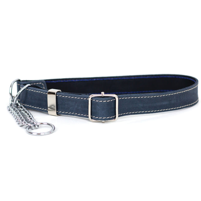 Martingale Blue Jeans Leather Dog Collar