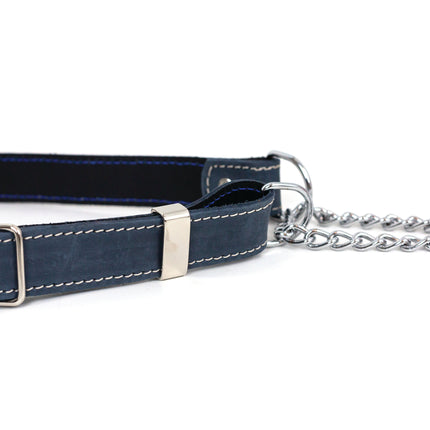 Martingale Blue Jeans Leather Dog Collar