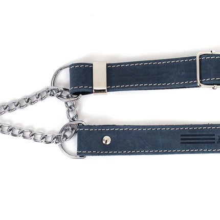 Martingale Blue Jeans Leather Dog Collar