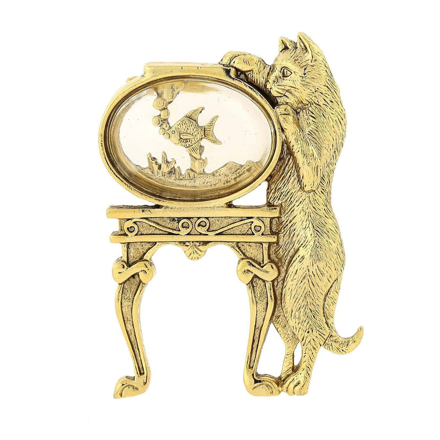 1928 Jewelry Cat And Fish Bowl Pin