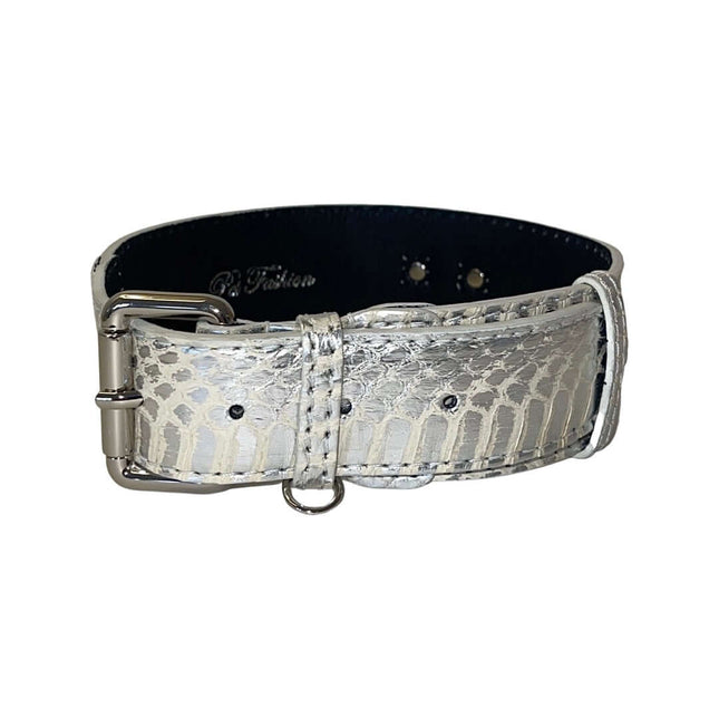 Stunning Silver Snake Classic Collar With Silver Classic Hardware