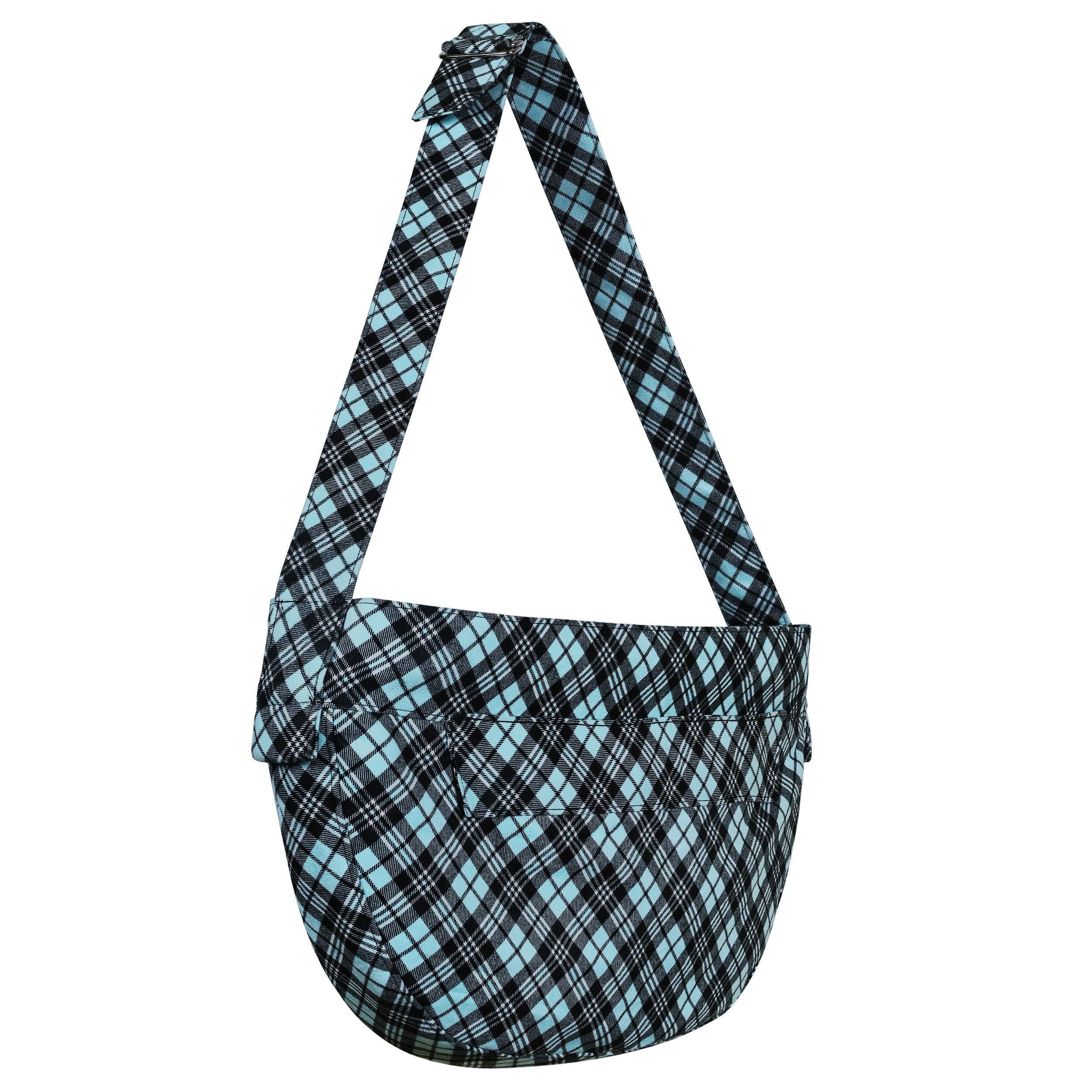 Printed Cuddle Carrier with Curly Sue One Size Tiffi Plaid Black Curly Sue