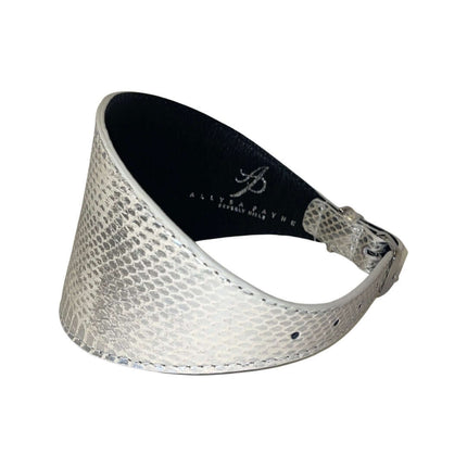 Stunning Silver Snake 4” Wide Style Collar With Silver Classic Hardware