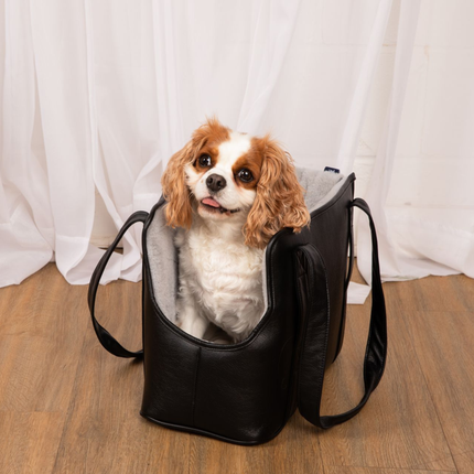 PupTote™ 3-in-1 Faux Leather Dog Carrier Bag - Black