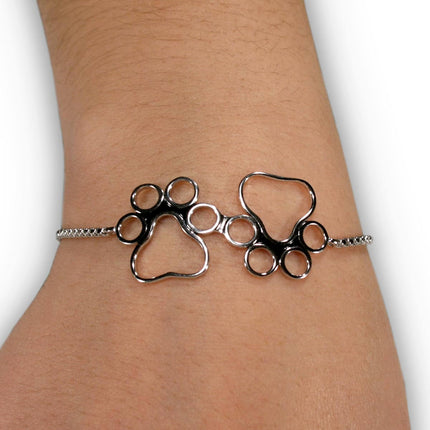 Paw Print Bracelet, Sterling Silver Peek-A-Boo Paws Adjustable Bracelet