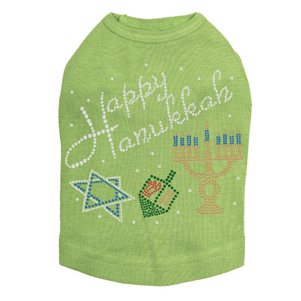 Happy Hanukkah - Dreidel, Menorah and Star of David - Dog Tank