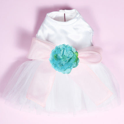 The Madeleine Dog Harness Dress with Light Pink Sash