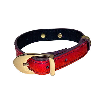 XS/S 7”-14” Ruby Red/Purple Custom Snake Collar/Custom Gold Italian Hardware