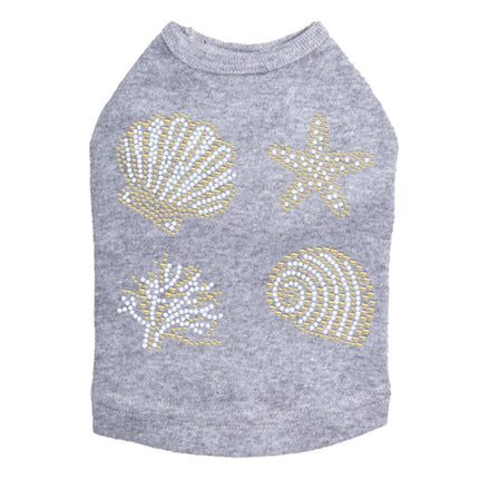 Gold & White Sea Shells - Dog Tank