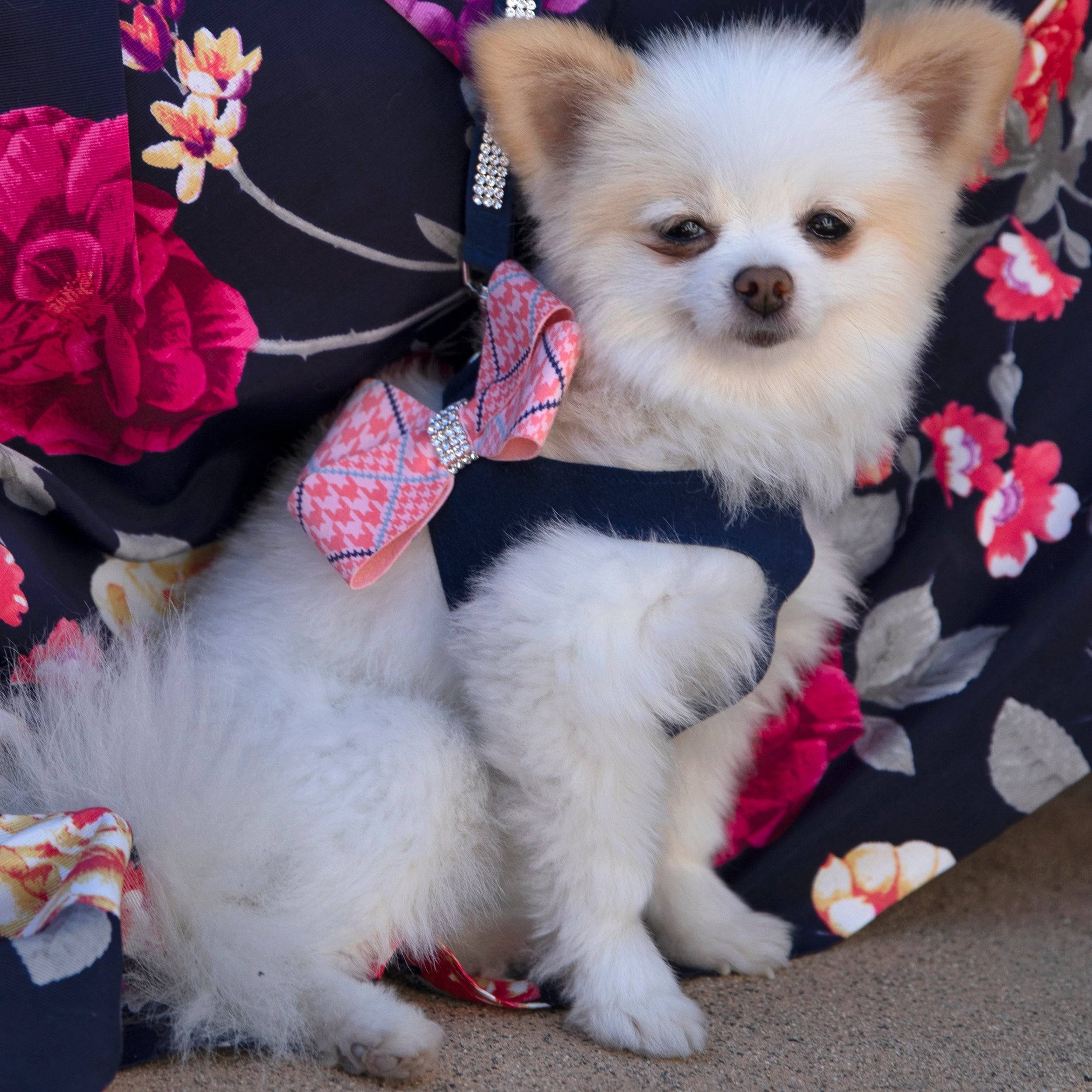 PeachesNCream Glen Houndstooth Nouveau Bow Step In Harness