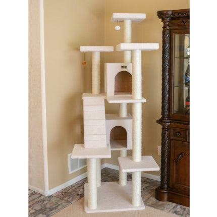 Armarkat B7701 Classic Cat Tree In Ivory Jackson Galaxy Approved Multi Levels With Ramp Three Perches Two Condos