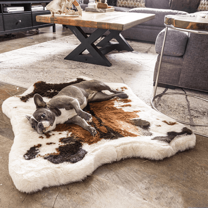 PupRug™ Animal Print Memory Foam Dog Bed - Brown Faux Cowhide