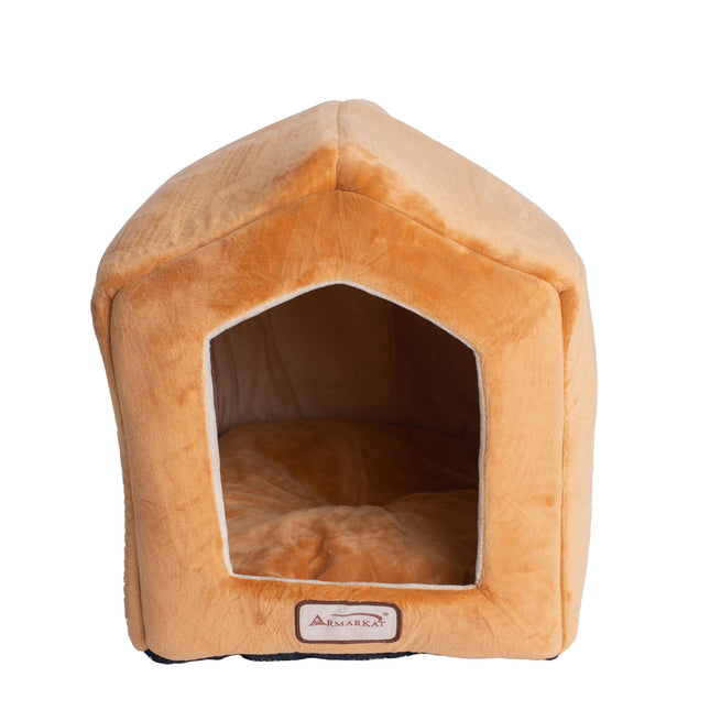 Armarkat Small Indoor Cat house Cat Beds With Mat MachIne Washable C27CZS/MH Earth Brown & Beige