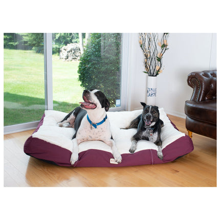 Armarkat M02HJH/MB-XXL Double Extra Large Pet Bed Mat With Poly Fill Cushion And Removable Cover In Ivory & Burgundy