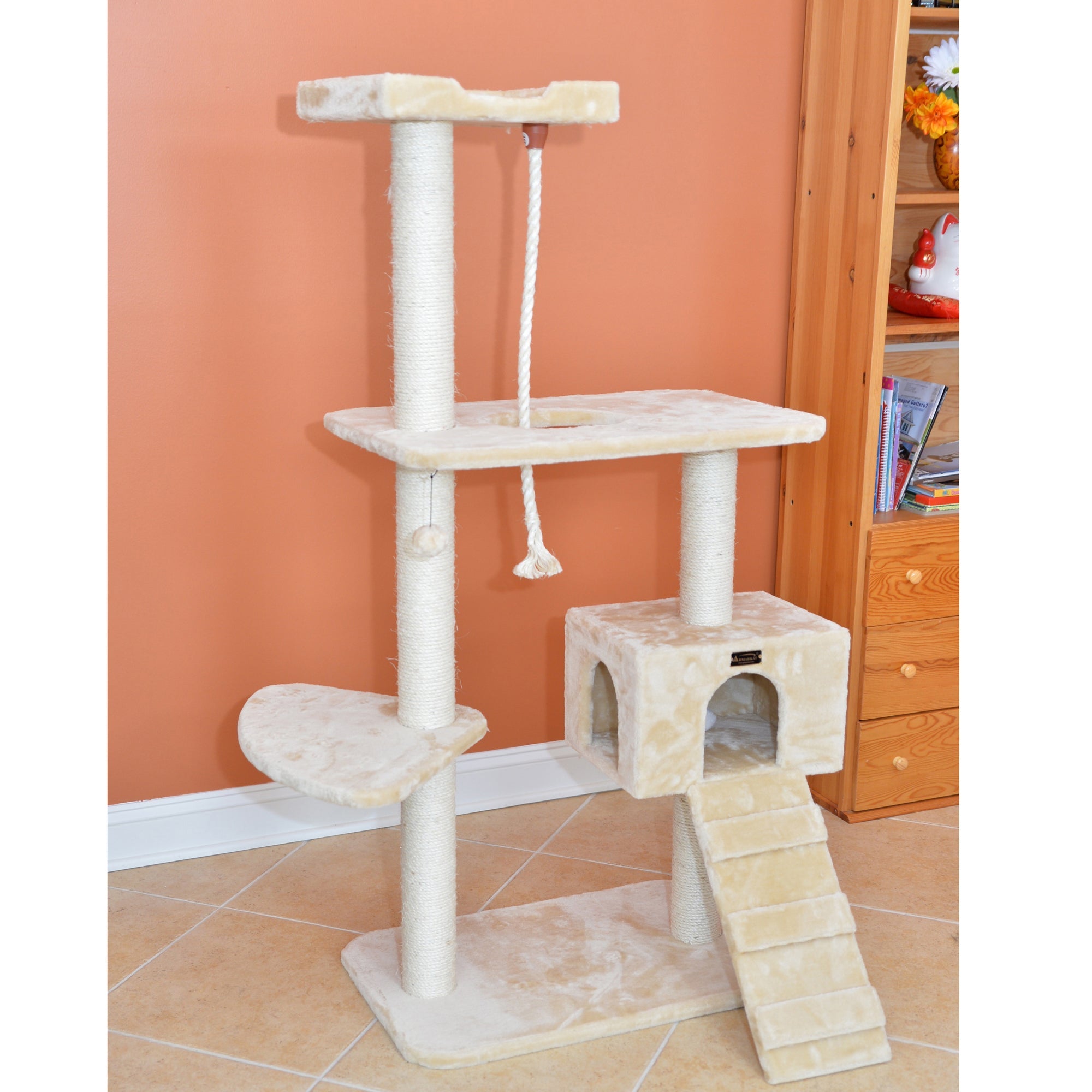 Armarkat Natural Sisal Scratching Cat Tree 58 Height Beige A5801