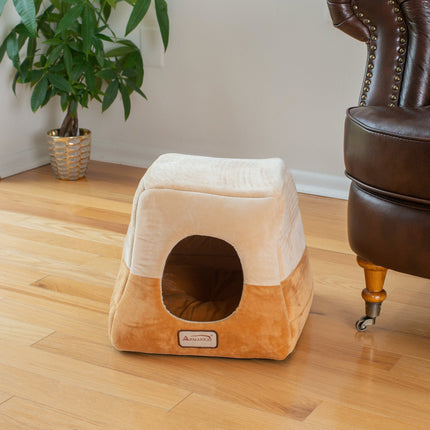 Armarkat 2-In-1 Cat Bed Cave Shape And cuddle Pet Bed Brown/Beige