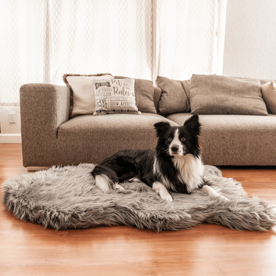 PupRug by ™ Faux Fur Orthopedic Dog Bed - Curve Charcoal Grey