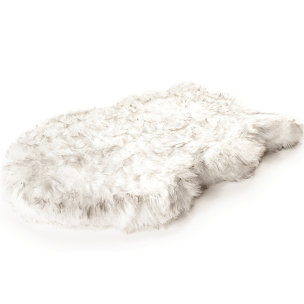 PupRug by Paw.com™ Faux Fur Orthopedic Dog Bed - Curve White with Brown Accents