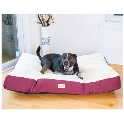 Armarkat M02HJH/MB-L Large Pet Bed Mat With Poly Fill Cushion& Removable Cover Ivory & Burgundy