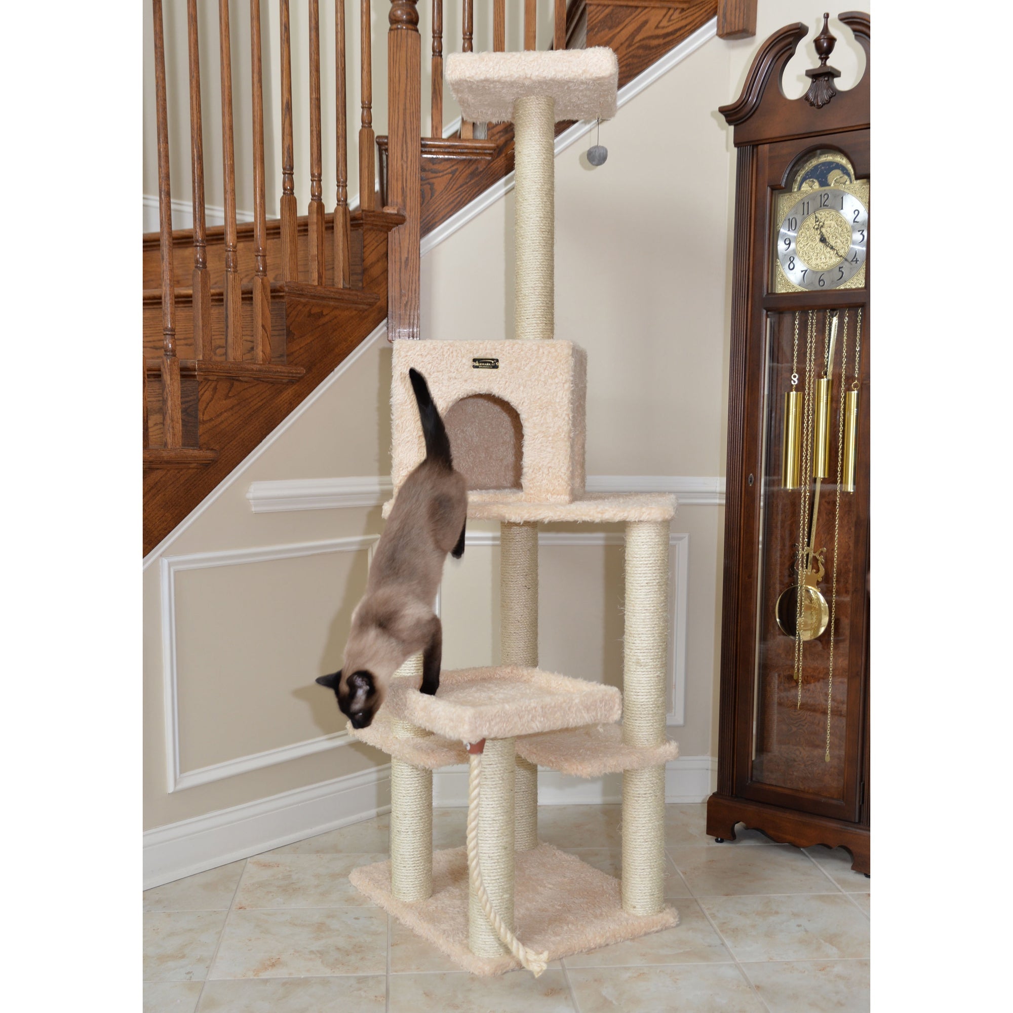 Armarkat Cat Tower, Ultra thick Faux Fur Covered Cat Condo House A6902, Beige