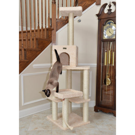 Armarkat Cat Tower Ultra thick Faux Fur Covered Cat Condo House A6902 Beige