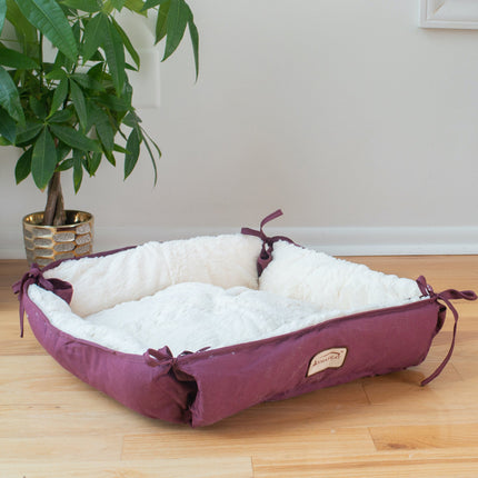 Armarkat 2-In-1 Cat Pet Bed & Fleece Cat Mat Burgundy/Ivory