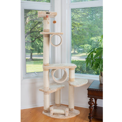 74 " H Press Wood Cat Tree With Cured Sisal Posts for Scratching A7463