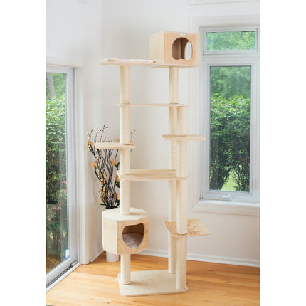 Armarkat Premium Scots Pine 89-Inch Cat Tree Tower With Seven Levels Two Playhouses