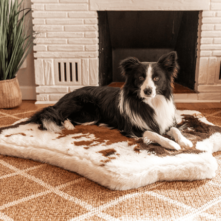 PupRug™ Animal Print Memory Foam Dog Bed - Brown Faux Cowhide