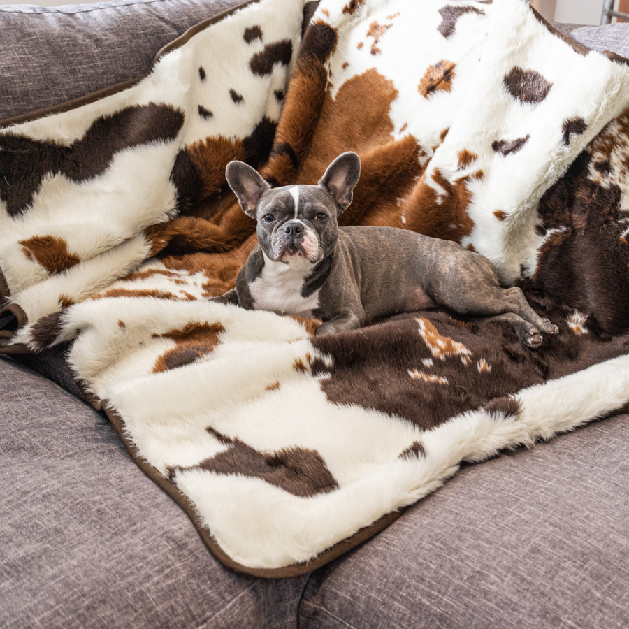 PupProtector Waterproof Throw Blanket - Brown Faux Cowhide