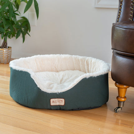 Armarkat Cat Bed Oval pet cuddle house Laurel Green/Ivory